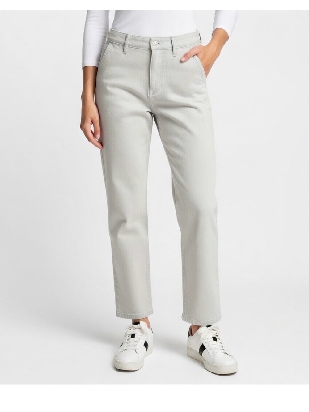 Nautica Women’s Straight-Leg Jeans in Light Gray